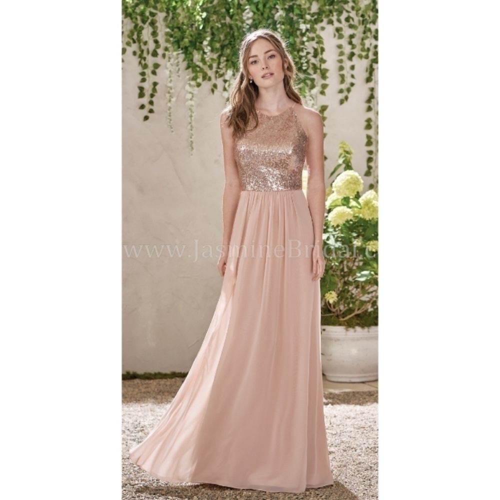 Jasmine B2 Sequin & Chiffon Bridesmaid Long Gown Dress Style B193007 Size n20